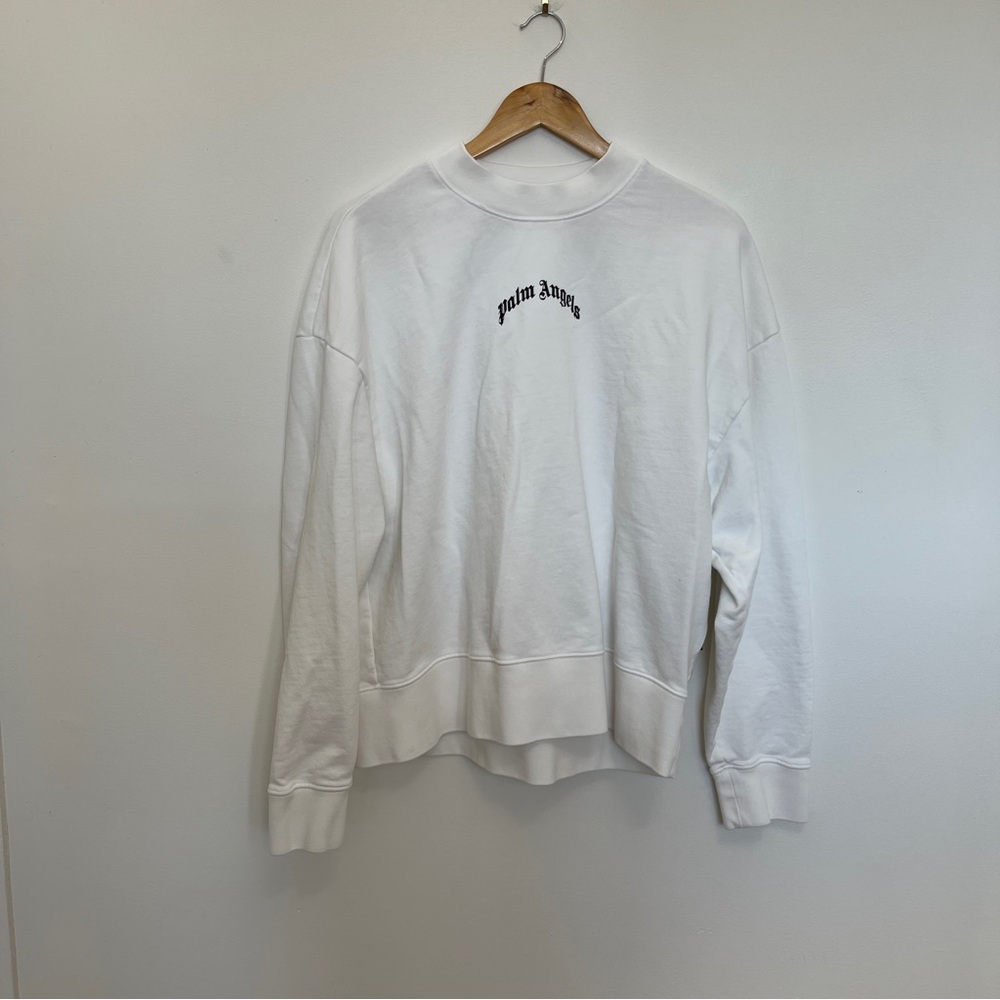 Palm Angels White & Black Crewneck Sweatshirt Size Small - Picture 3 of 8